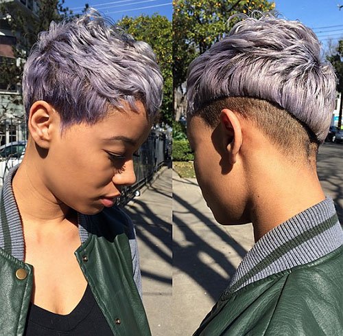 Asymmetrical Lilac Pixie – Purple Pixie Cut for Short Hair