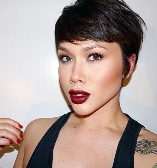 Chocolate Brown – Short Straight Pixie Cut with Bangs
