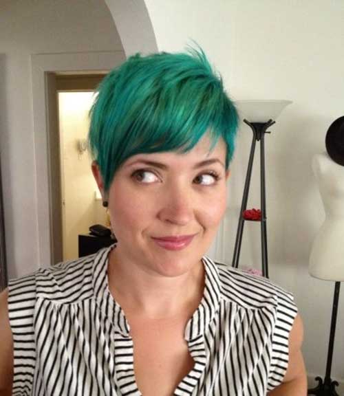 Cute Green Blue Short Haircut