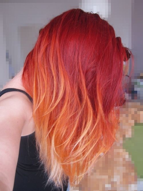 Mid length Hairstyle for Red Ombre Hair