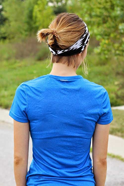 New Simple Short Hair Ponytail with Headband