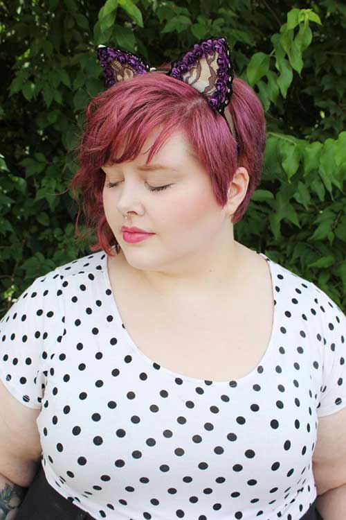 Red Hair Pixie Cut for Round Fat Face