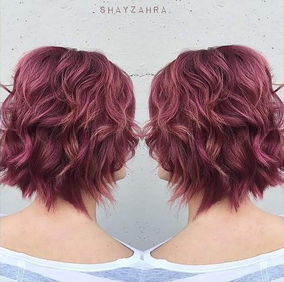 Red Wavy Bob Hairstyle