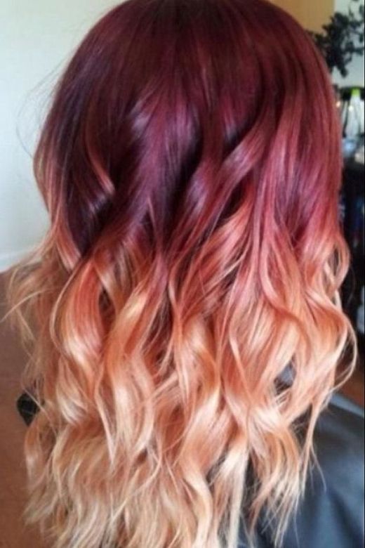 Red to Blond Ombre Hair Color Idea