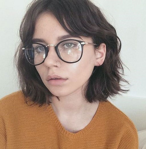 Round Glasses with Bangs