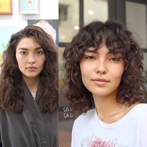 Short Curly Thin Hair with Bangs
