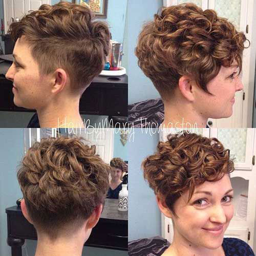 Short Hairstyle Curly Side Cut