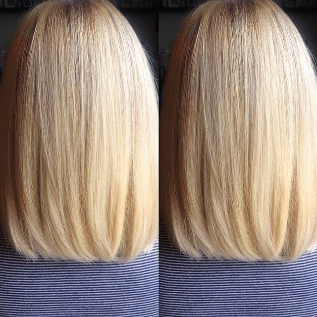 Sleek Straight Long Bob Haircut for Blond Hair