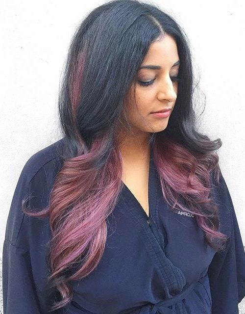 Black Waves with Pale Burgundy Highlights