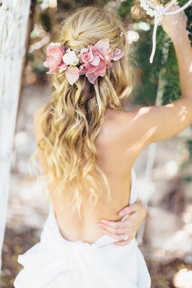 Boho Chic Wedding Hairstyle with Flowers
