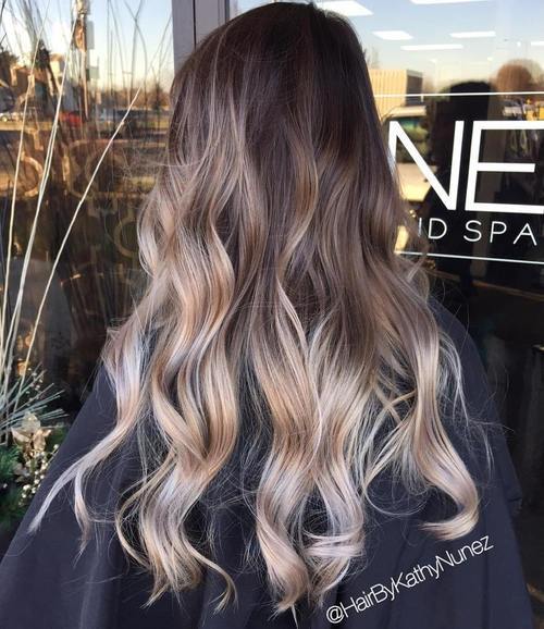 Brown Blonde and Silver Balayage
