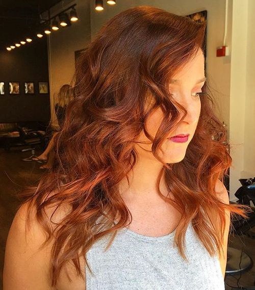 Red and Brown Mid length Curls