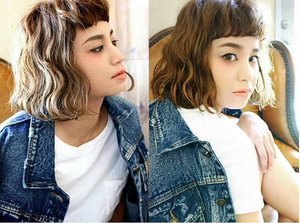Short Curly Bob Hairstyle for Asian Girls