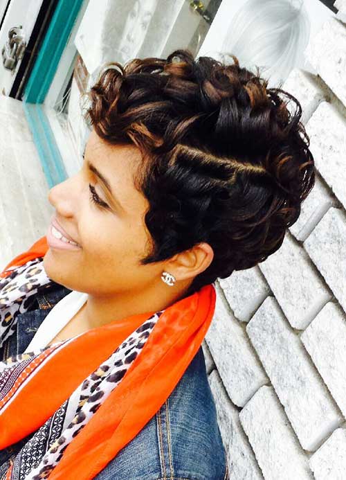 Short Curly Pixie Hairstyle for Black Women