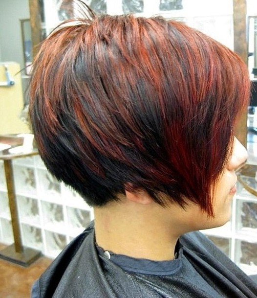 Short Red Black Haircut for Women