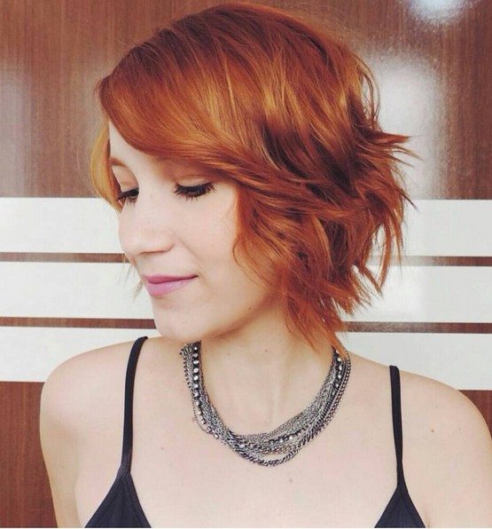 Short Wavy Bob Hairstyle for Red Hair 1