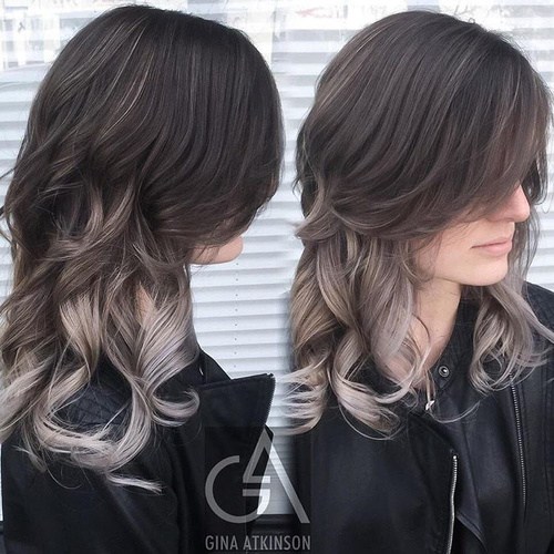 Silver Ombre with Sweeping Bangs