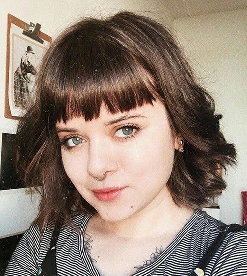 Hairstyle for Short Hair with Full Bangs