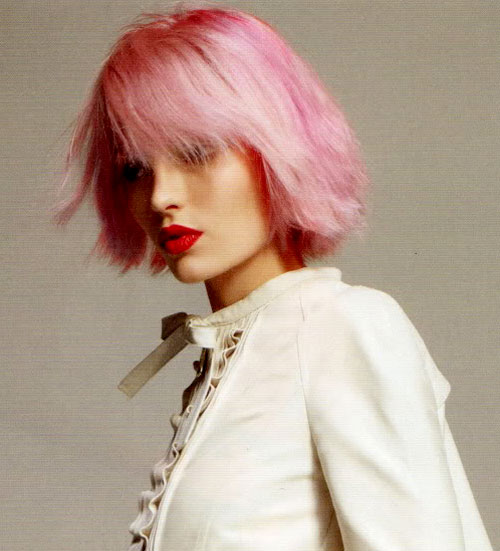 Pink layered hair