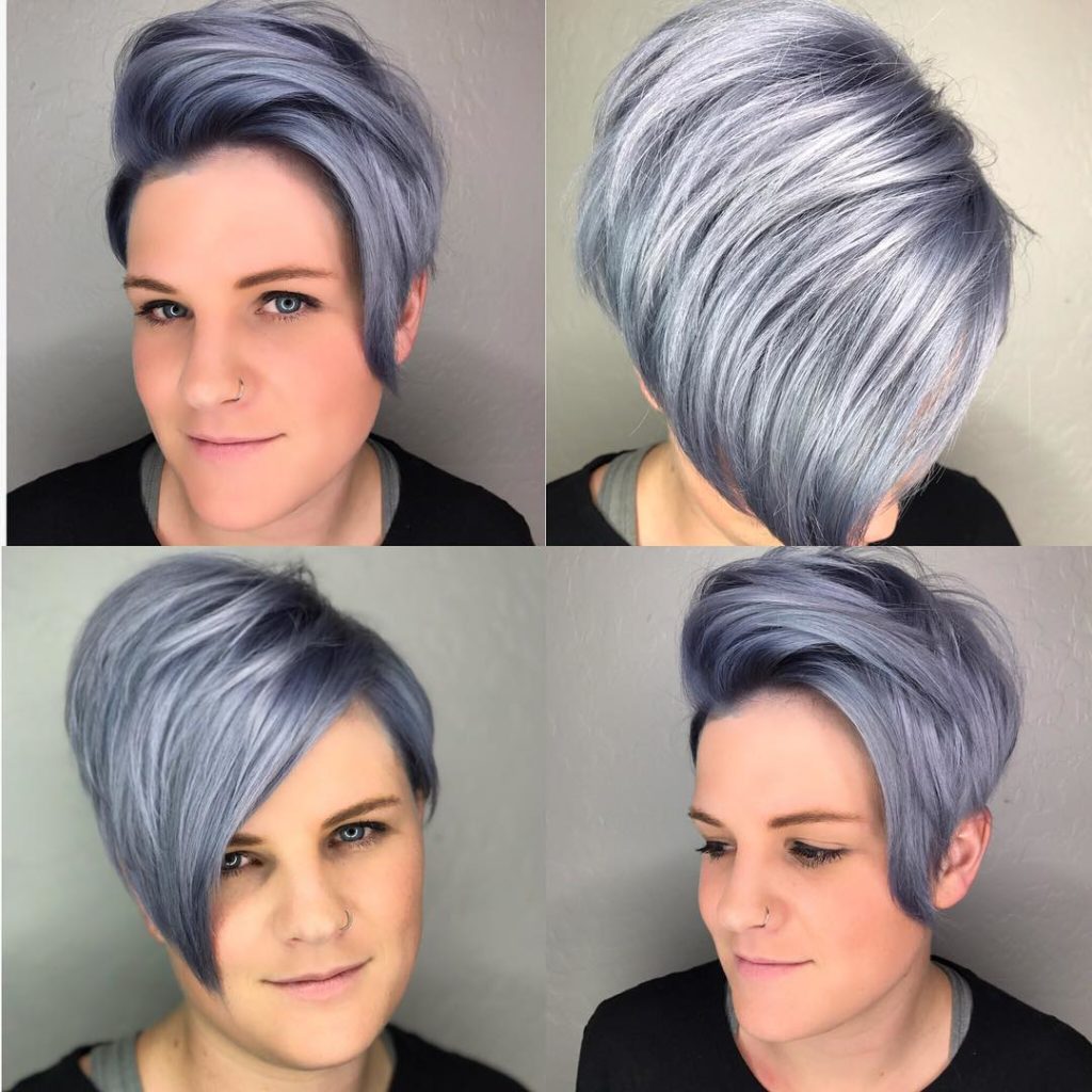 Purple Grey Angular Haircut