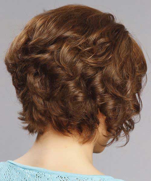 Short Thick Curly Inverted Hairstyle Back View