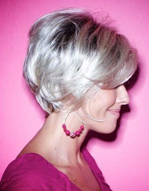 Straight Short Bleached Blonde Haircut for Over 50