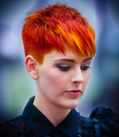 Yellow orange and red hair