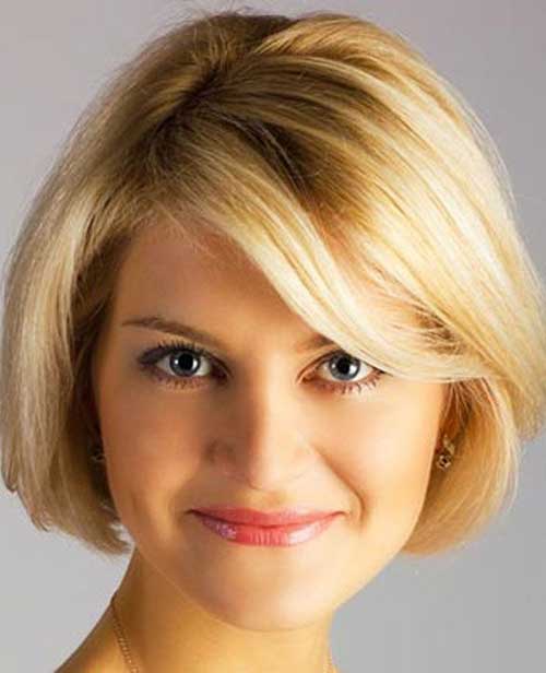 Short Bob Hair Idea with Fine Bangs for Over 40
