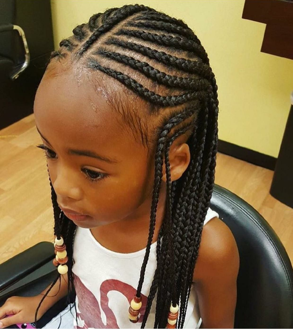Cornrows with Center Braid and Beads