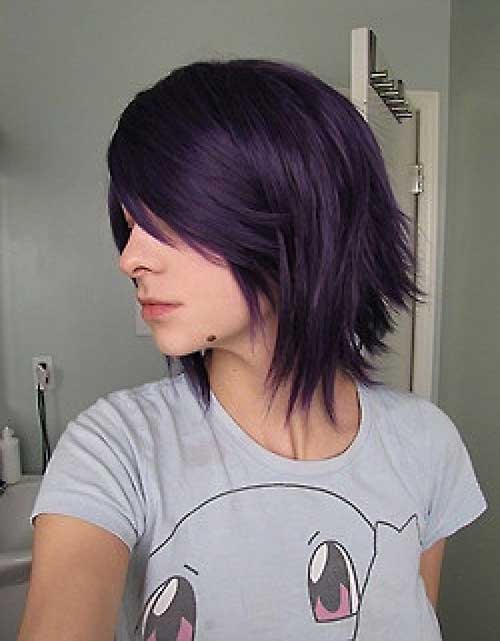 Cute Easy Short Dark Purple Hair Style