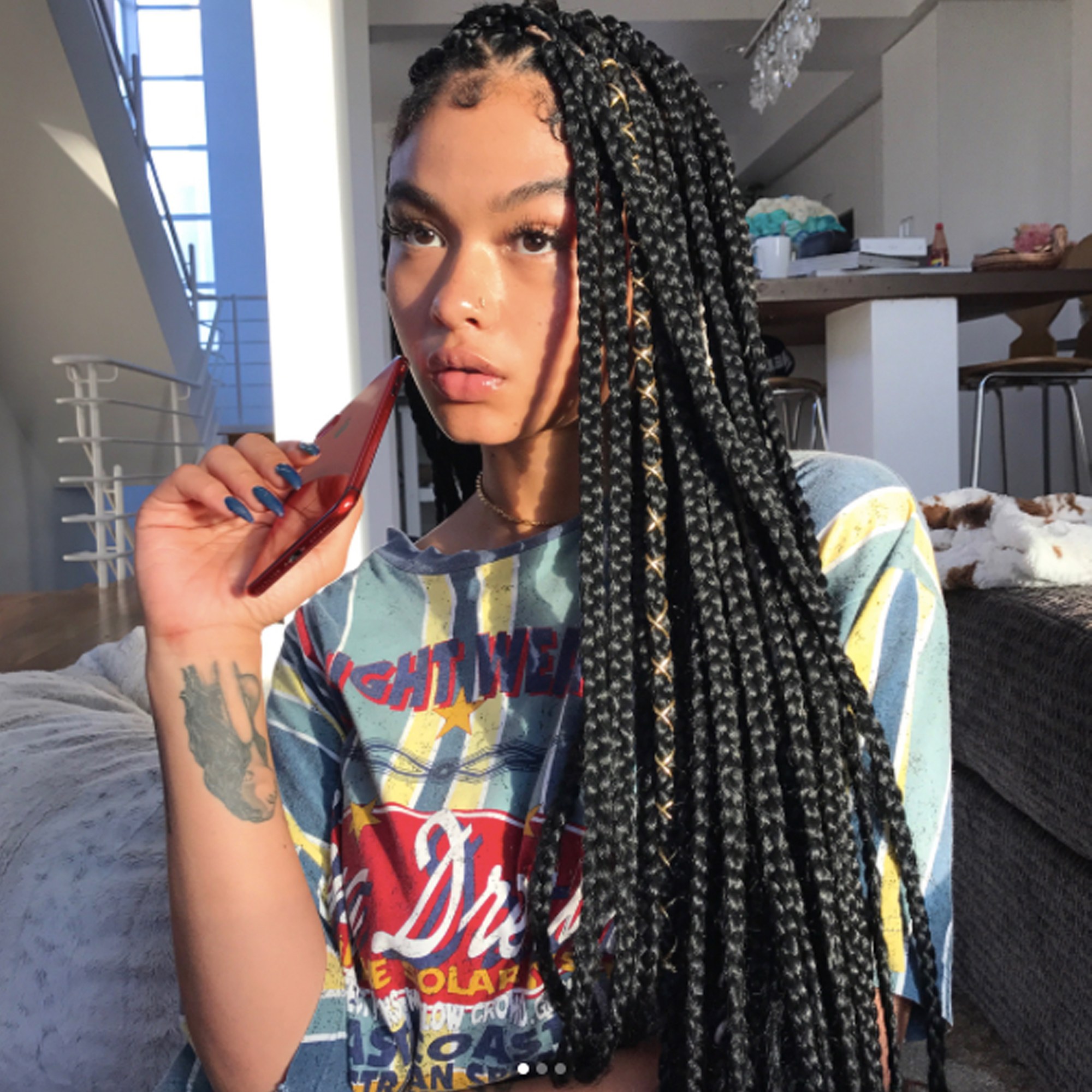 Wired Knotless Box Braid Hairstyle
