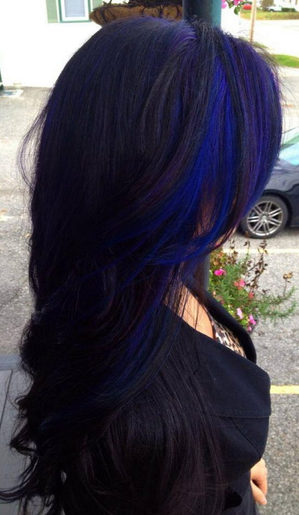 Bold Blue Highlights in Black Hairstyles