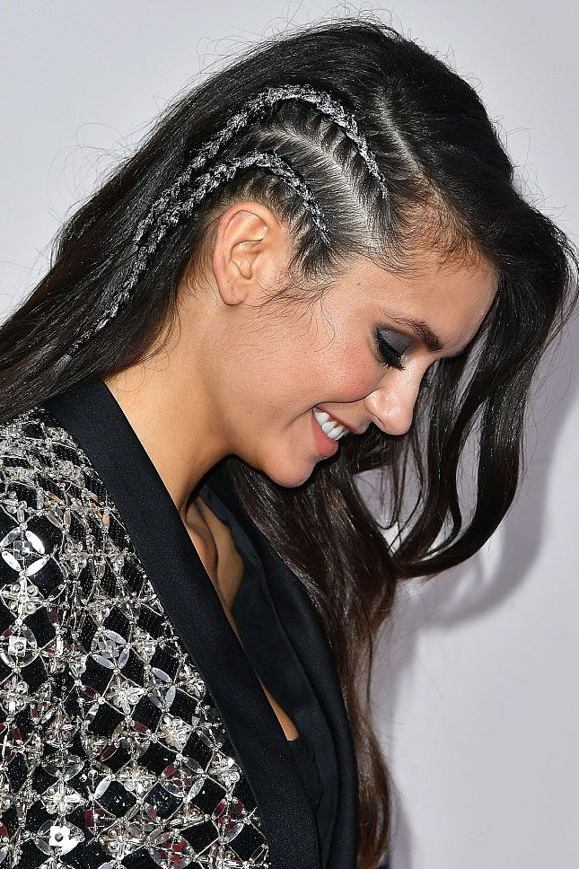 Braided Hair with Side Parts and Long Waves