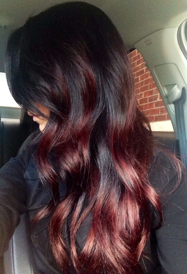 Burgundy Bangs with Highlights