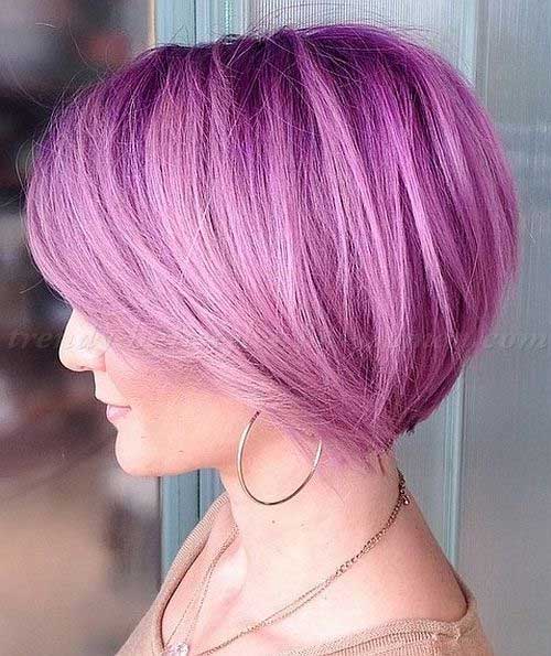 Cute Short Purple Hairstyle for Girls