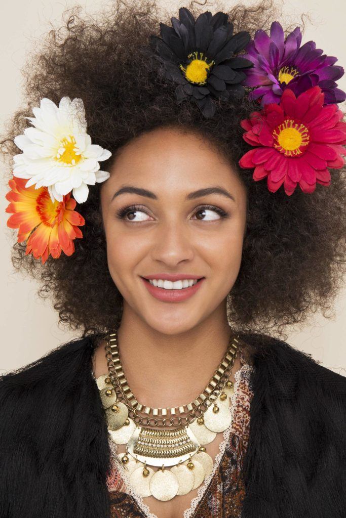 Flowery Afro Hairstyle