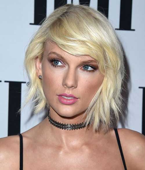 Lastly Taylor Swift with her platinum blonde bob hair