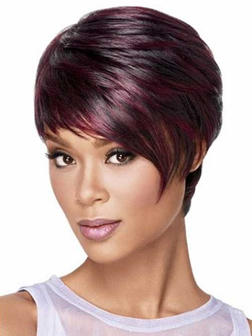 Maroon Ombre Color Short Pixie Hair Style