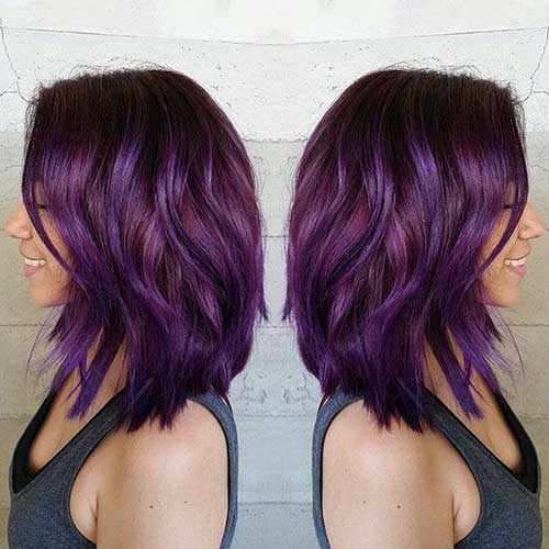 Purple Short Wavy Hair for Women