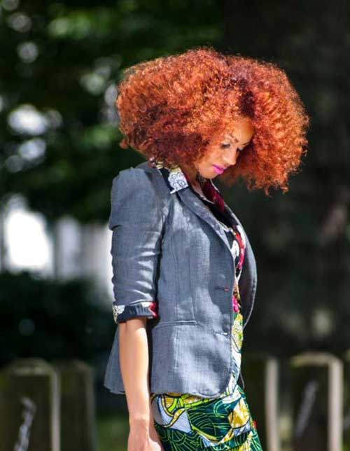 Red Curly Afro Thick Bob