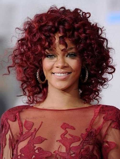 Rihanna Red Curly Bob Idea