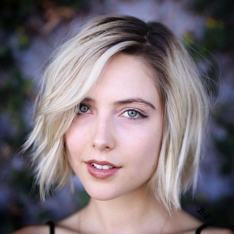 Shaggy Blonde Bob with Root Fade