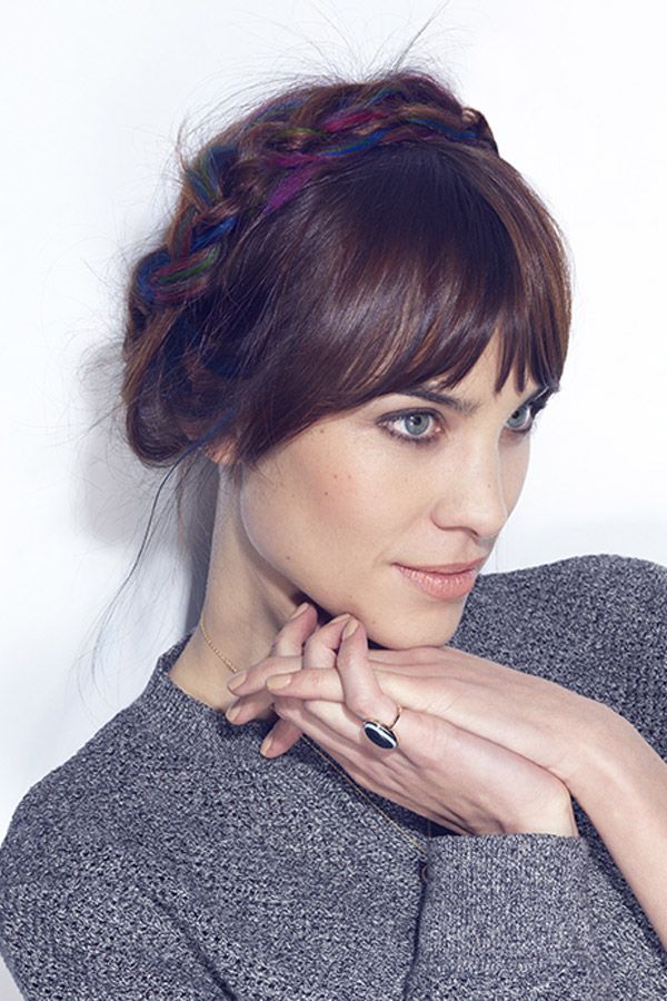Short Bangs with a Braided Hairband Across The Head