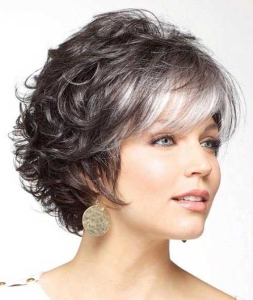 Short Curly Hairstyle with Short Bangs