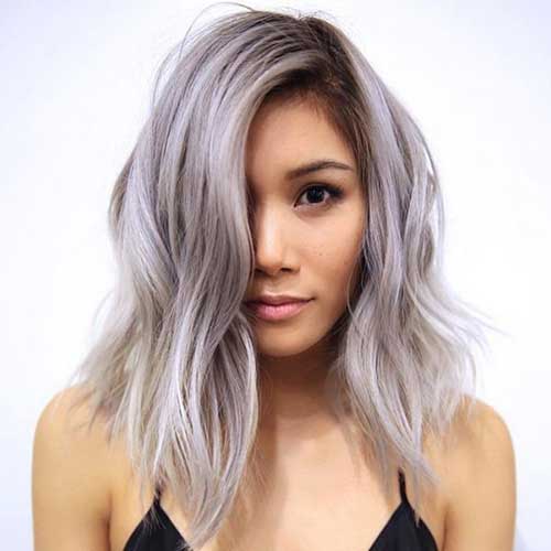 Short Pastel Silver Haircut for Women
