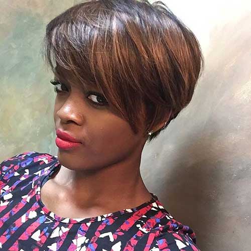 Short Straight Bob with Side Swept Bangs and Highlights