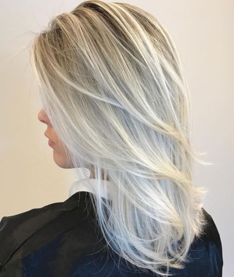 White Hairstyle with Swoopy Layers