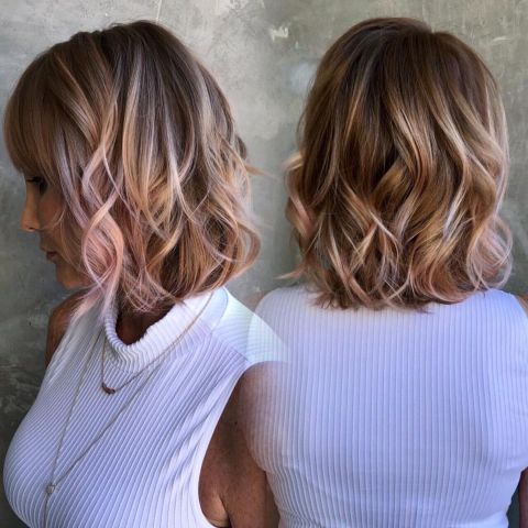 Curly Bob with Blonde Highlights