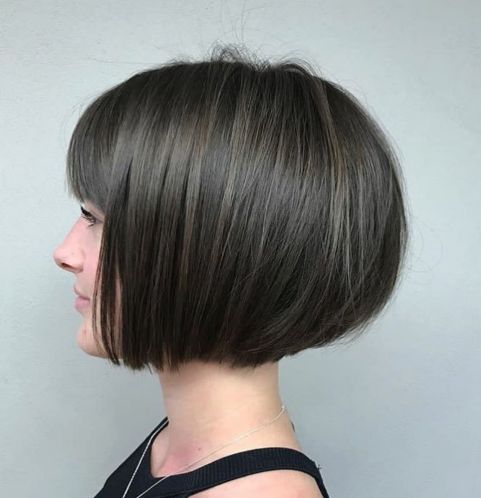 Jaw Length Rounded Bob with Bangs