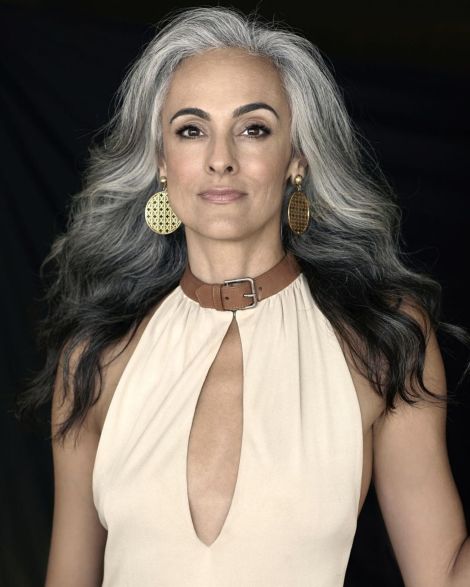 Long Gray Hairstyle with Reverse Ombre